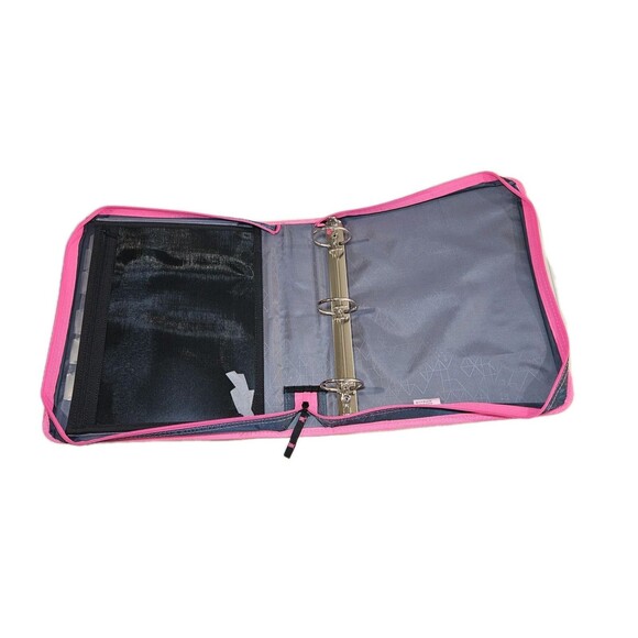Five Star 2" Sewn Zipper Binder with Expansion Panel in Navy/Pink - Picture 4 of 6